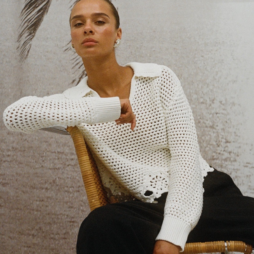 NEW Rails Louise Cotton Sweater in Ivory Coast